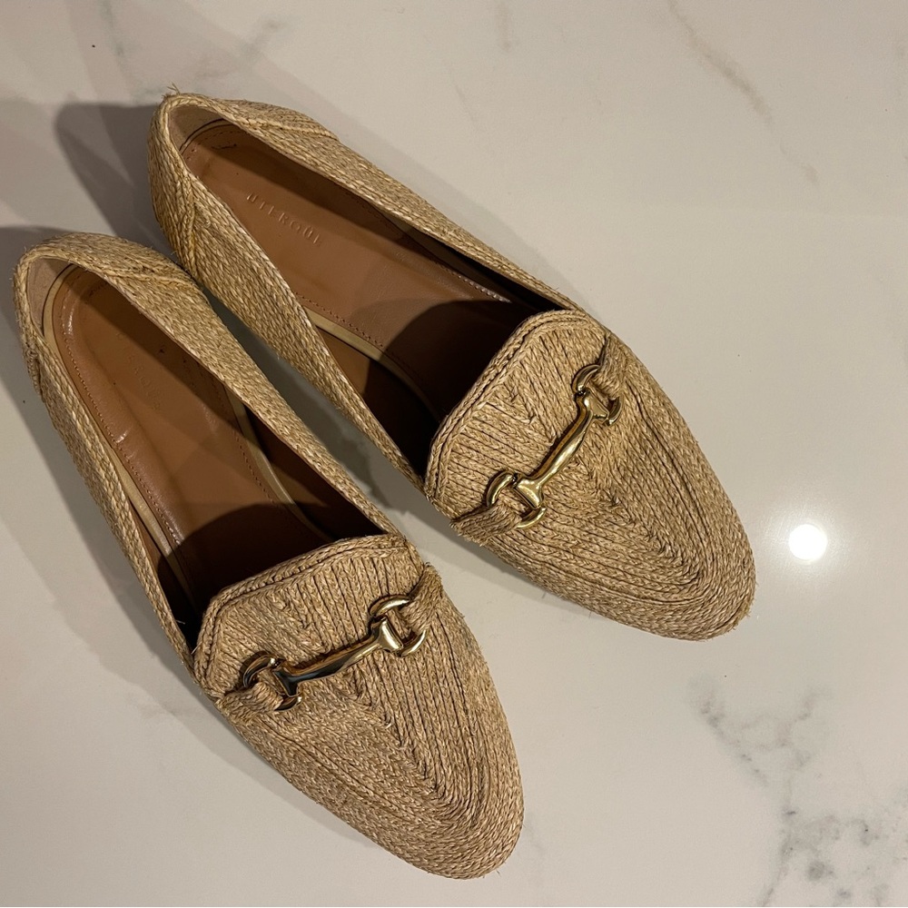 Uterque straw loafers with gold hardware